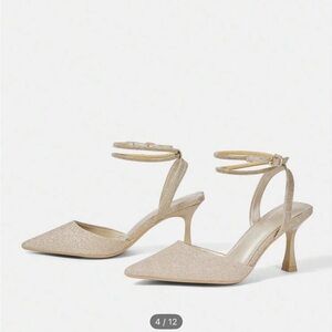 Elegant Champagne High Heel Sandals size 6 wedding prom cocktail party